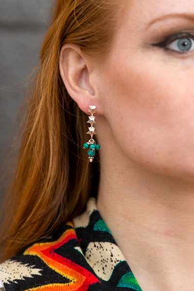 Sterling Silver Star Earrings with Turquoise Dangles