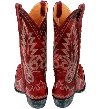 Nevada Red 13 Inch Flame-Stitched Boot Back