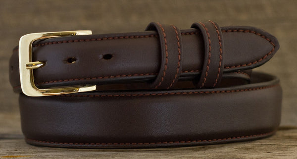 Leather Belt - Smooth Brown Tapered Calf